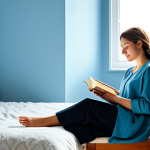 Home 10 Serene Bedroom**
"A calming bedroom with powder blue walls, fully clothed, modest decor, safe for work. Natural sunlight streaming through the window. A woman in appropriate attire is reading a book in a comfortable armchair. Perfect anatomy, correct proportions, natural pose, well-formed hands, proper finger count. Family-friendly, professional photography, high quality."
**
